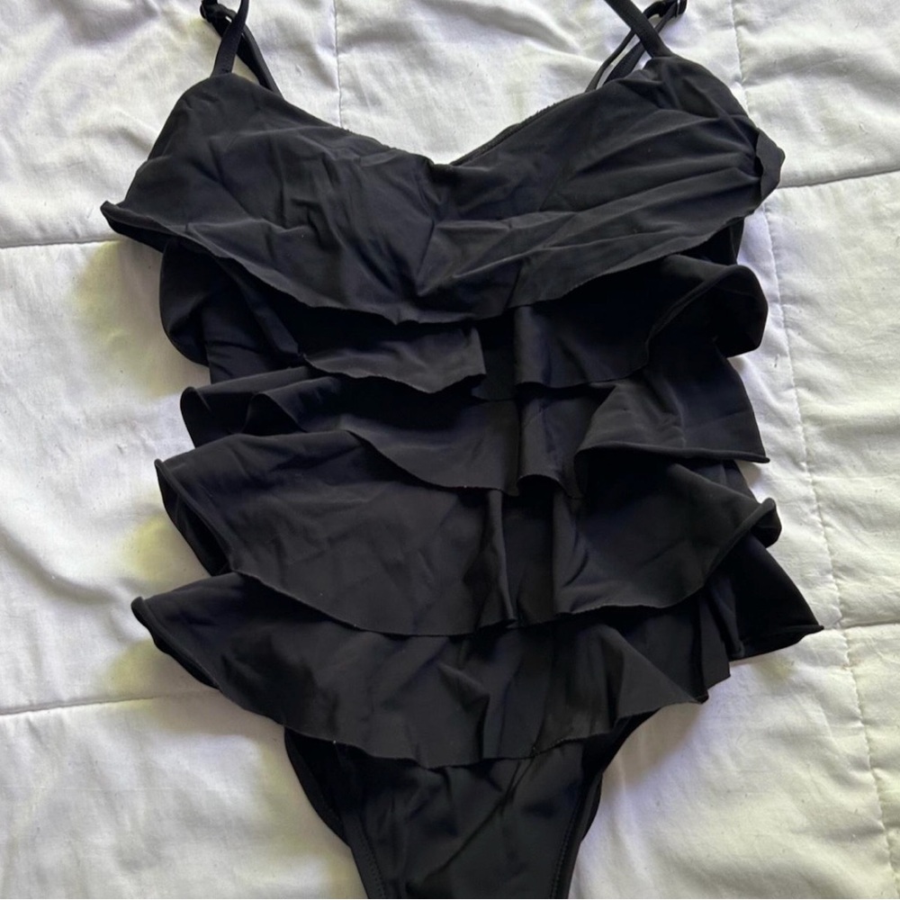 Black Ruffled Swimsuit